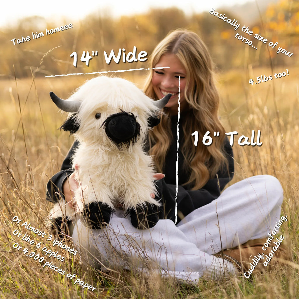 Jumbo White & Black Highland Cow Toyarat